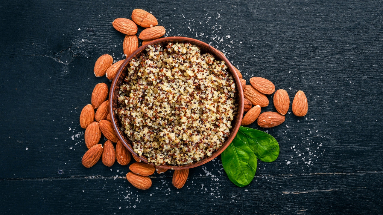 Saffron quinoa with dried cherries and almonds